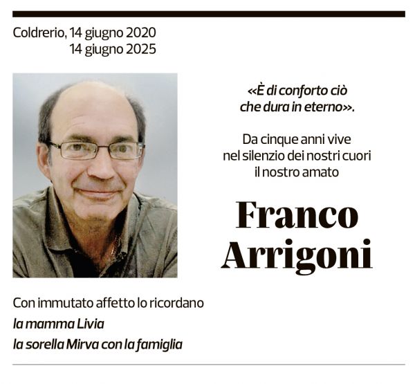 Annuncio funebre Franco Arrigoni