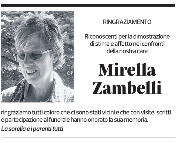 Annuncio funebre Mirella Zambelli