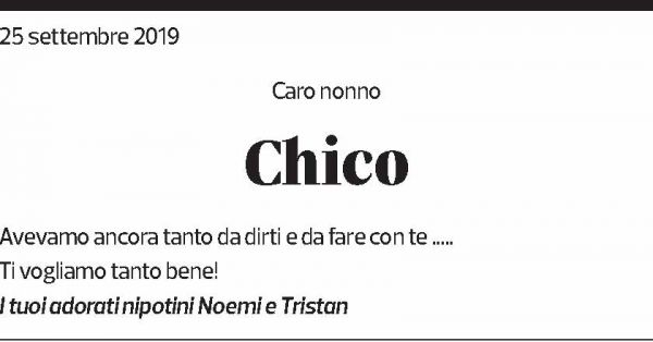 Annuncio funebre Chico Frigerio