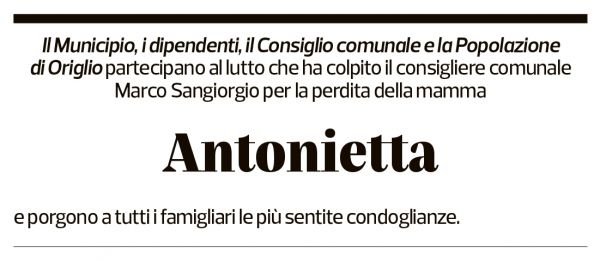 Annuncio funebre Antonietta Sangiorgio