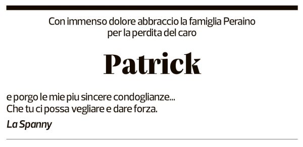 Annuncio funebre Patrick Peraino