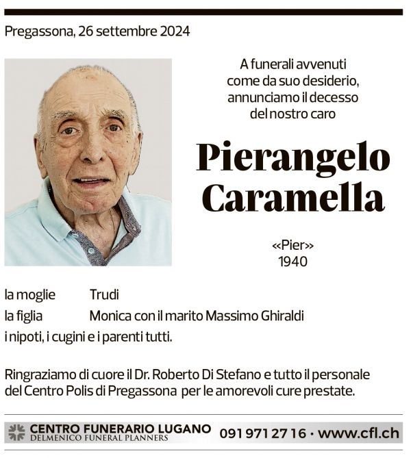 Annuncio funebre Pierangelo Caramella