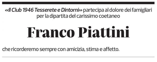 Annuncio funebre Franco Piattini