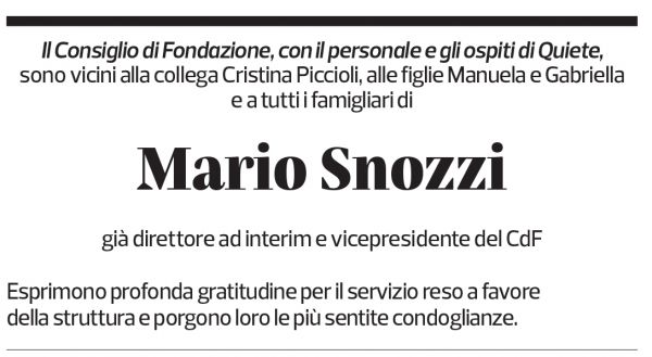 Annuncio funebre Mario Snozzi