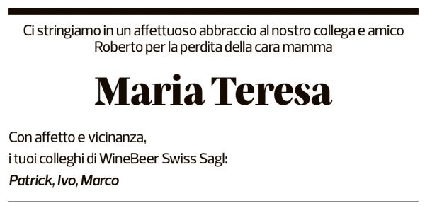 Annuncio funebre Maria Teresa Storni