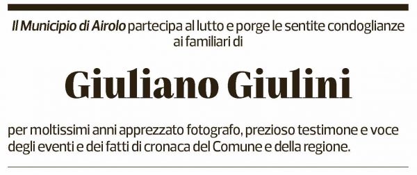 Annuncio funebre Giuliano Giulini