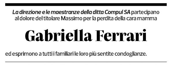 Annuncio funebre Gabriella Clelia Antonia Ferrari