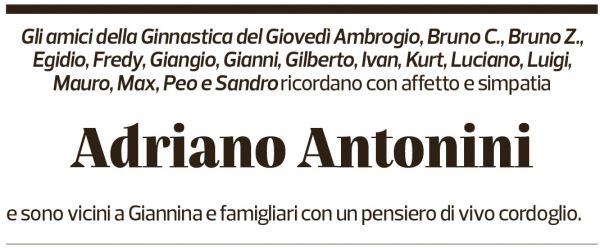 Annuncio funebre Adriano Antonini