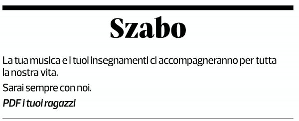 Annuncio funebre Szabo Zamberla
