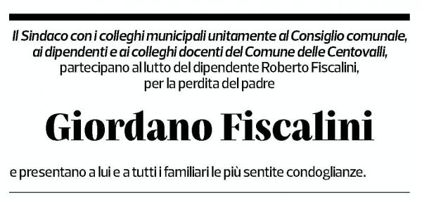Annuncio funebre Giordano Fiscalini
