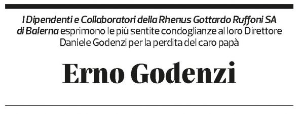Annuncio funebre Erno Godenzi