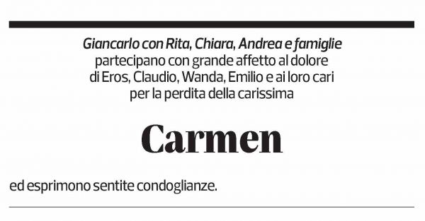 Annuncio funebre Carmen Taiana Casanova