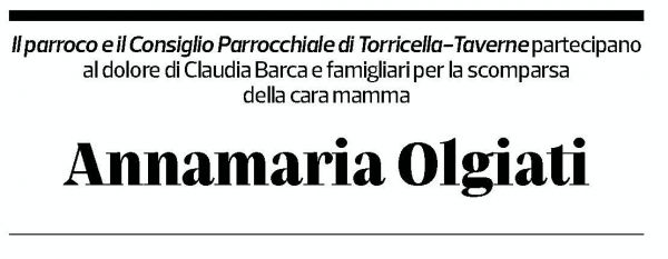 Annuncio funebre Annamaria Olgiati