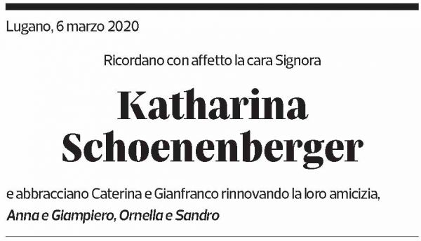 Annuncio funebre Katharina Schoenenberger