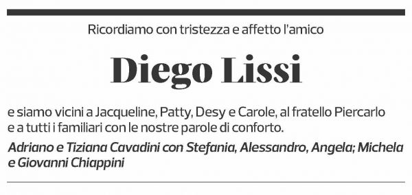 Annuncio funebre Diego Lissi