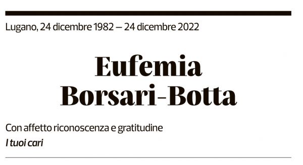 Annuncio funebre Eufemia Borsari-botta