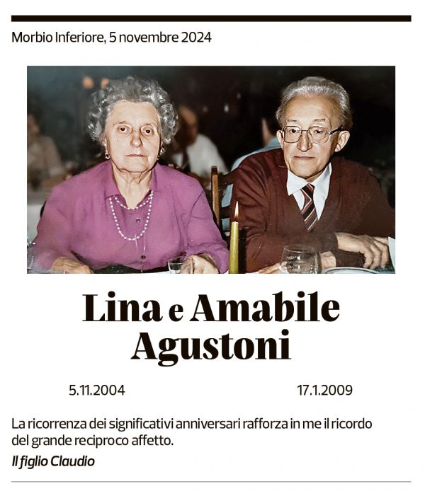 Annuncio funebre Lina Agustoni Amabile Agustoni