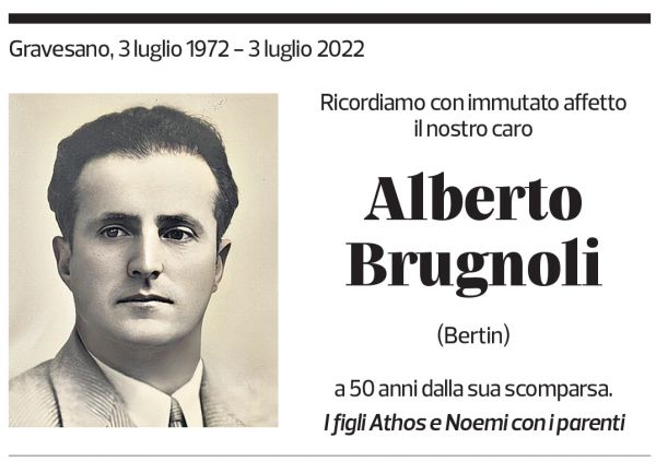 Annuncio funebre Alberto Brugnoli