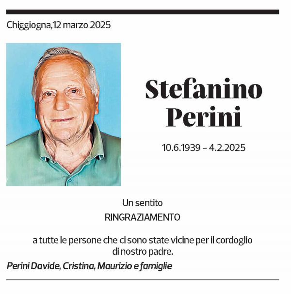 Annuncio funebre Stefanino Perini