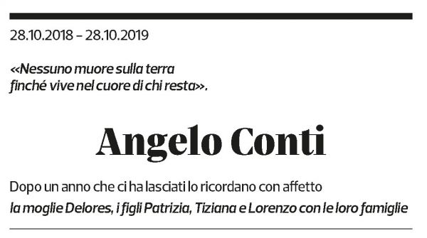 Annuncio funebre Angelo Conti