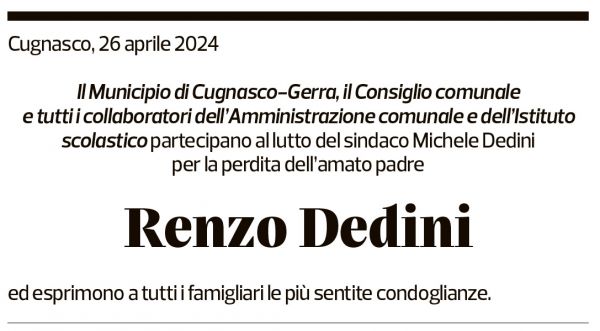 Annuncio funebre Renzo Dedini