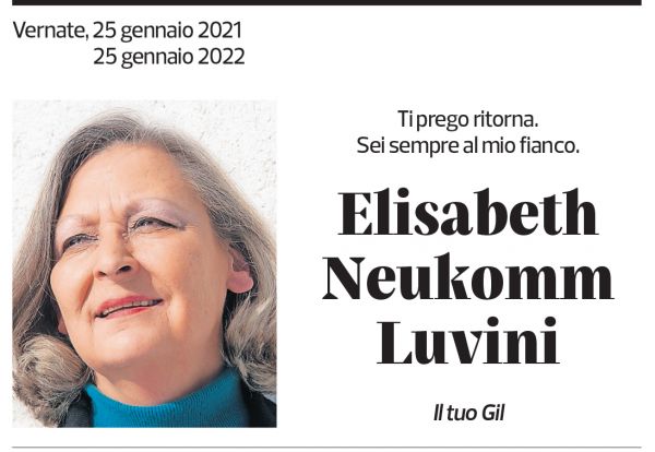 Annuncio funebre Elisabeth Neukomm Luvini