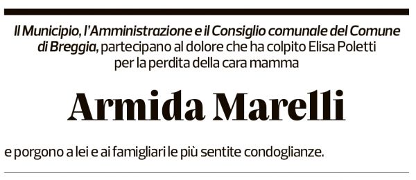 Annuncio funebre Armina Marelli