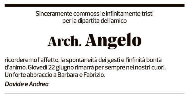 Annuncio funebre Angelo Bianchi