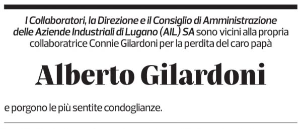 Annuncio funebre Alberto Gilardoni