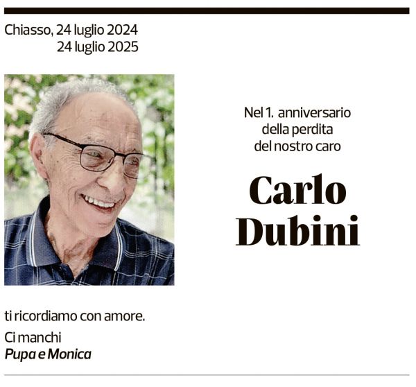 Annuncio funebre Carlo Dubini