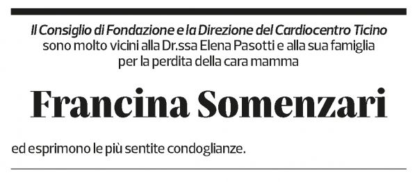 Annuncio funebre Francina Somenzari