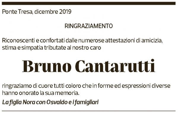 Annuncio funebre Bruno Cantarutti