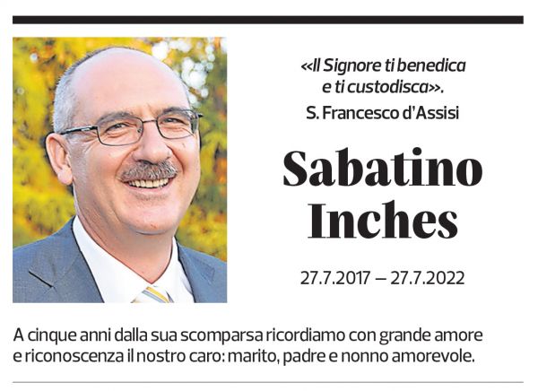 Annuncio funebre Sabatino Inches