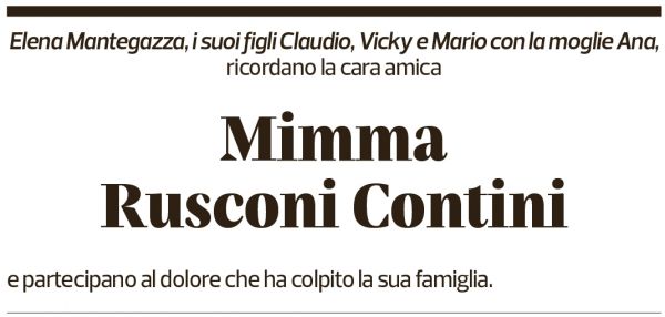 Annuncio funebre Mimma Contini Rusconi