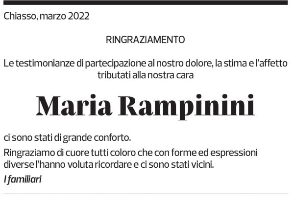 Annuncio funebre Maria Rampinini