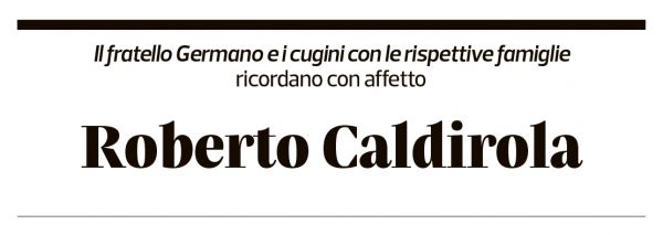 Annuncio funebre Roberto Caldirola