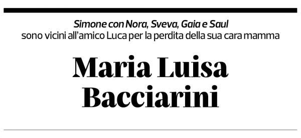 Annuncio funebre Maria Luisa Bacciarini