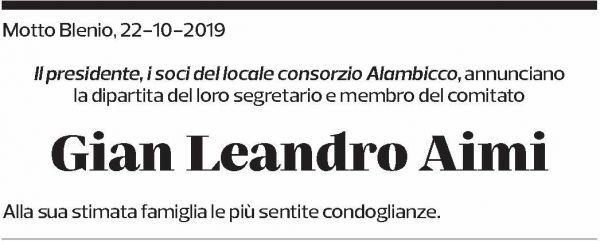 Annuncio funebre Gian Leandro Aimi
