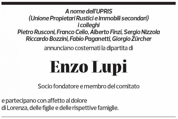 Annuncio funebre Enzo Lupi