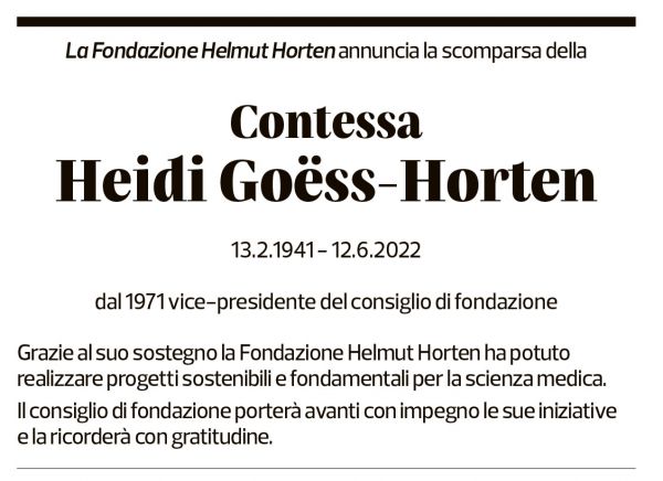 Annuncio funebre Heidi Goess-horten