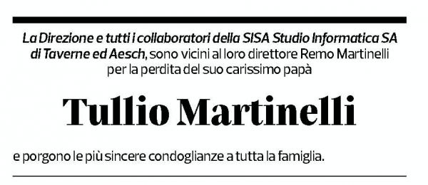 Annuncio funebre Tullio Martinelli