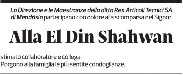 Annuncio funebre El Din Shahwan 