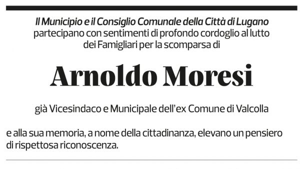 Annuncio funebre Arnoldo Moresi