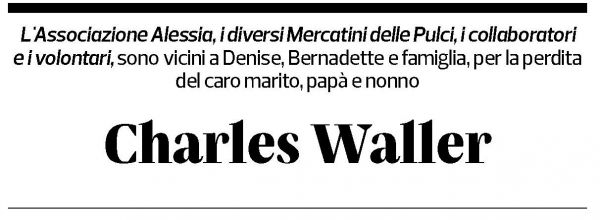 Annuncio funebre Charles Waller