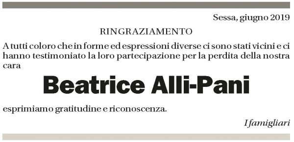 Annuncio funebre Beatrice Alli-pani