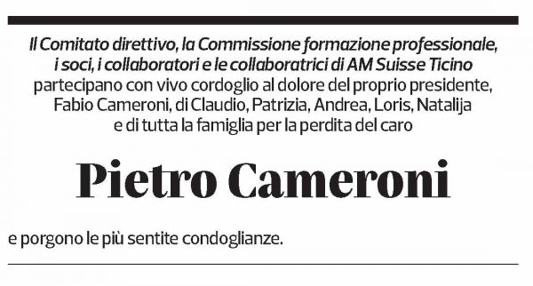 Annuncio funebre Pietro Cameroni