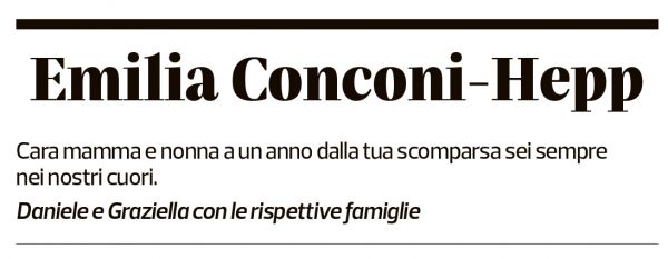 Annuncio funebre Emilia Conconi-hepp