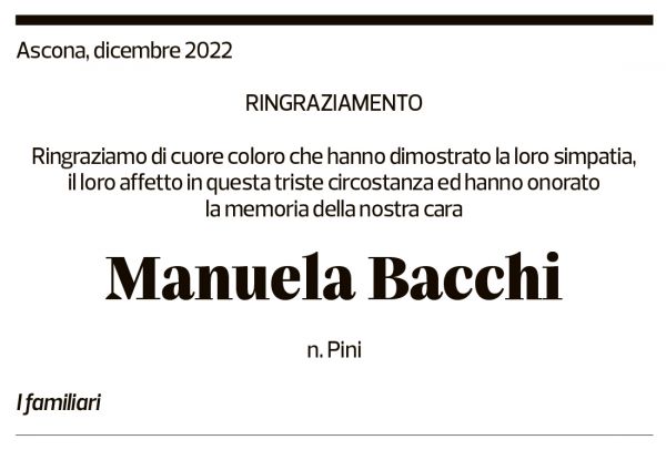 Annuncio funebre Manuela Bacchi