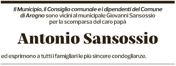 Annuncio funebre Antonio Sansossio