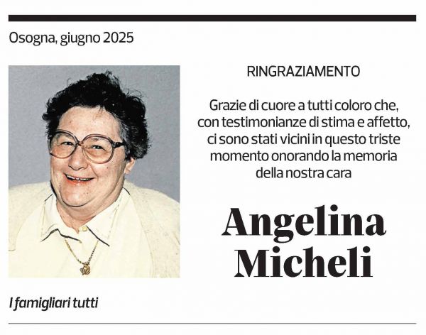 Annuncio funebre Angelina Micheli